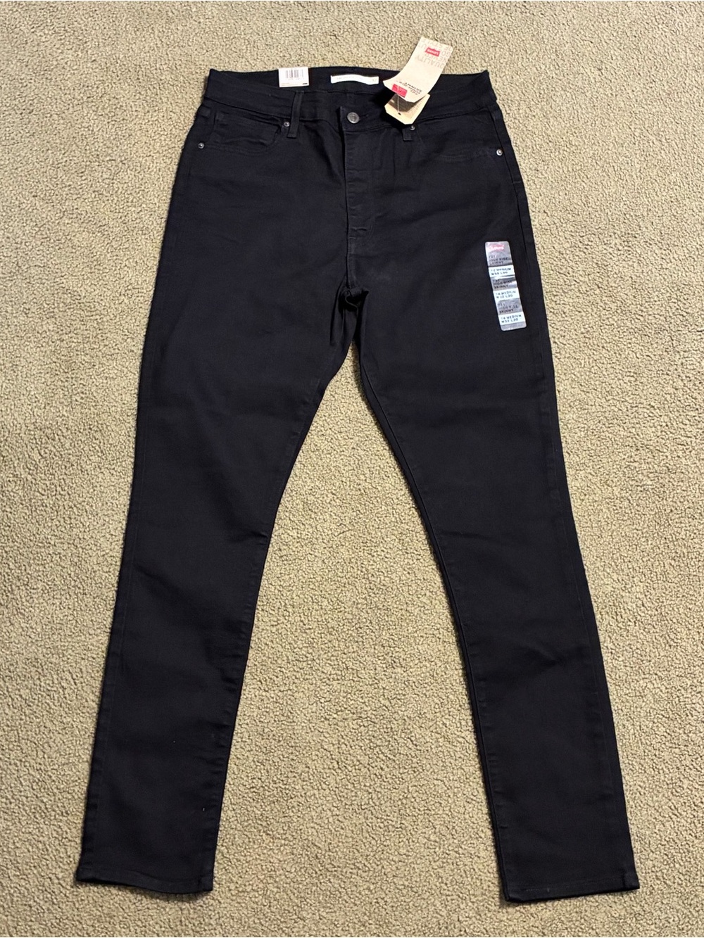 Levi’s 721 High Rise Black Denim Skinny Jeans Womens 14 Stretch 5 Pockets 32x30